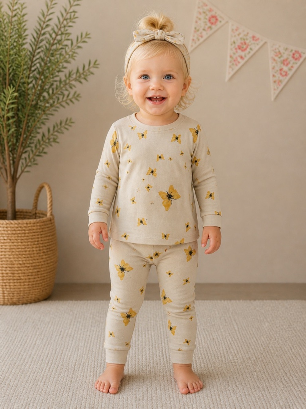Mason Grey Mini Baby Butterfly Lounge Sleepwear Set | Size 9-12M